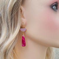 Jessi Pink Banded Agate Earrings