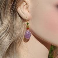 Serenity Carnelian, Amethyst, Peridot and Chrome Diopside Earrings