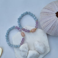 Sarah Aquamarine, Lavender Amethyst and Morganite Silver or Gold filled Bracelet