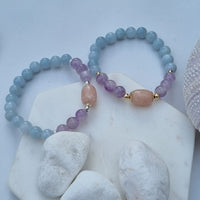 Sarah Aquamarine, Lavender Amethyst and Morganite Silver or Gold filled Bracelet