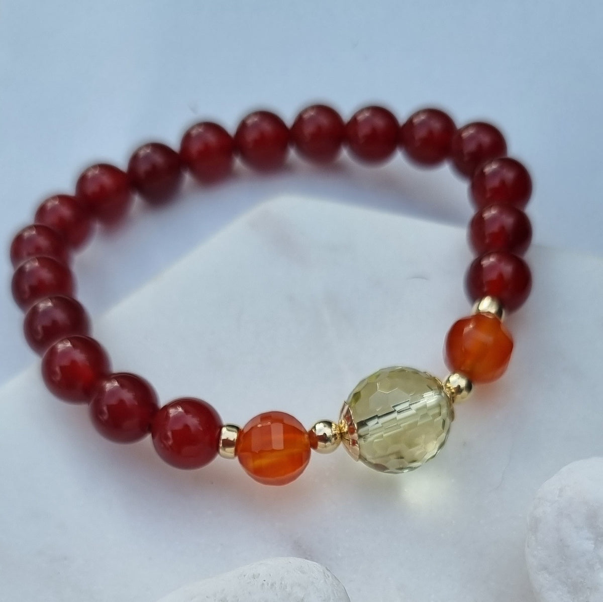 Sarah Citrine and Carnelian gold Filled Bracelet