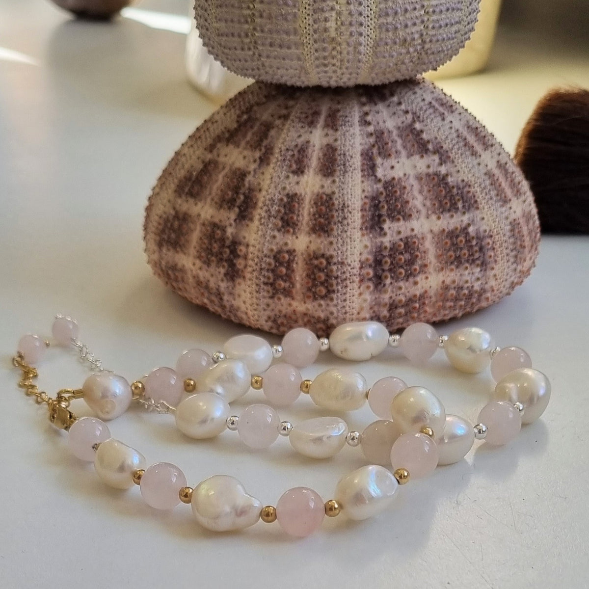 Tallulah Rose Quartz & Freshwater Pearl Bracelet Gold filled or Sterling Silver