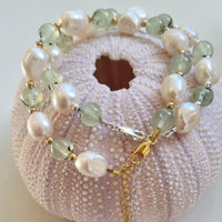 Tallulah Prehnite & Freshwater Pearl Bracelet Gold filled or Sterling Silver