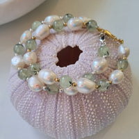 Tallulah Prehnite & Freshwater Pearl Bracelet Gold filled or Sterling Silver