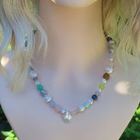 Sage Pearl, Rose Quartz, Chrysophase, Amethyst Necklace