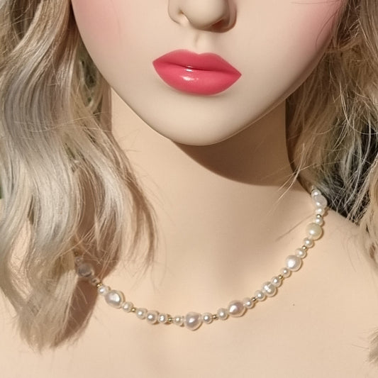 Leya Freshwater Pearl Choker Necklace Sterling Silver or Gold filled
