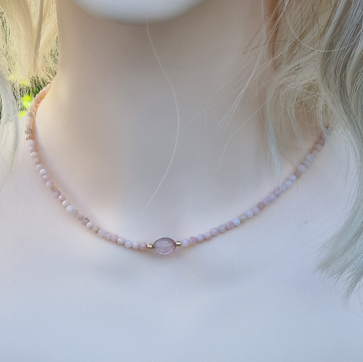Gianna Pink Opal with Carnelian or Mystic Quartz Necklace