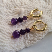 Blayr Amethyst Three stone Hoop Earrings