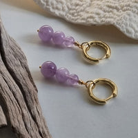 Blayr Lavender Amethyst Three stone Hoop Earrings