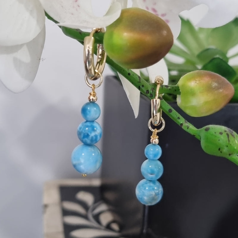 Blayr Apatite Three stone Hoop Earrings