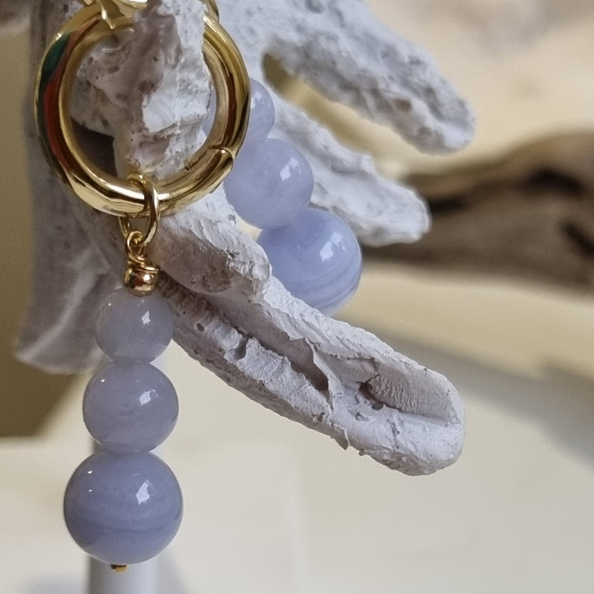 Blayr Blue Lace Agate Three stone Hoop Earrings