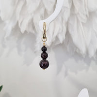 Blayr Garnet Three stone Hoop Earrings