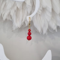 Blayr Red Coral Three stone Hoop Earrings