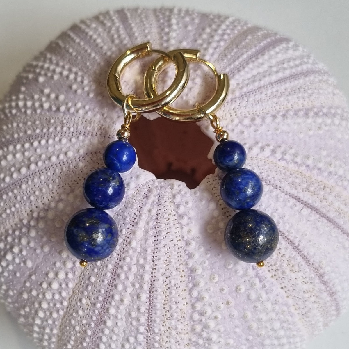 Blayr Lapis Lazuli Three stone Hoop Earrings