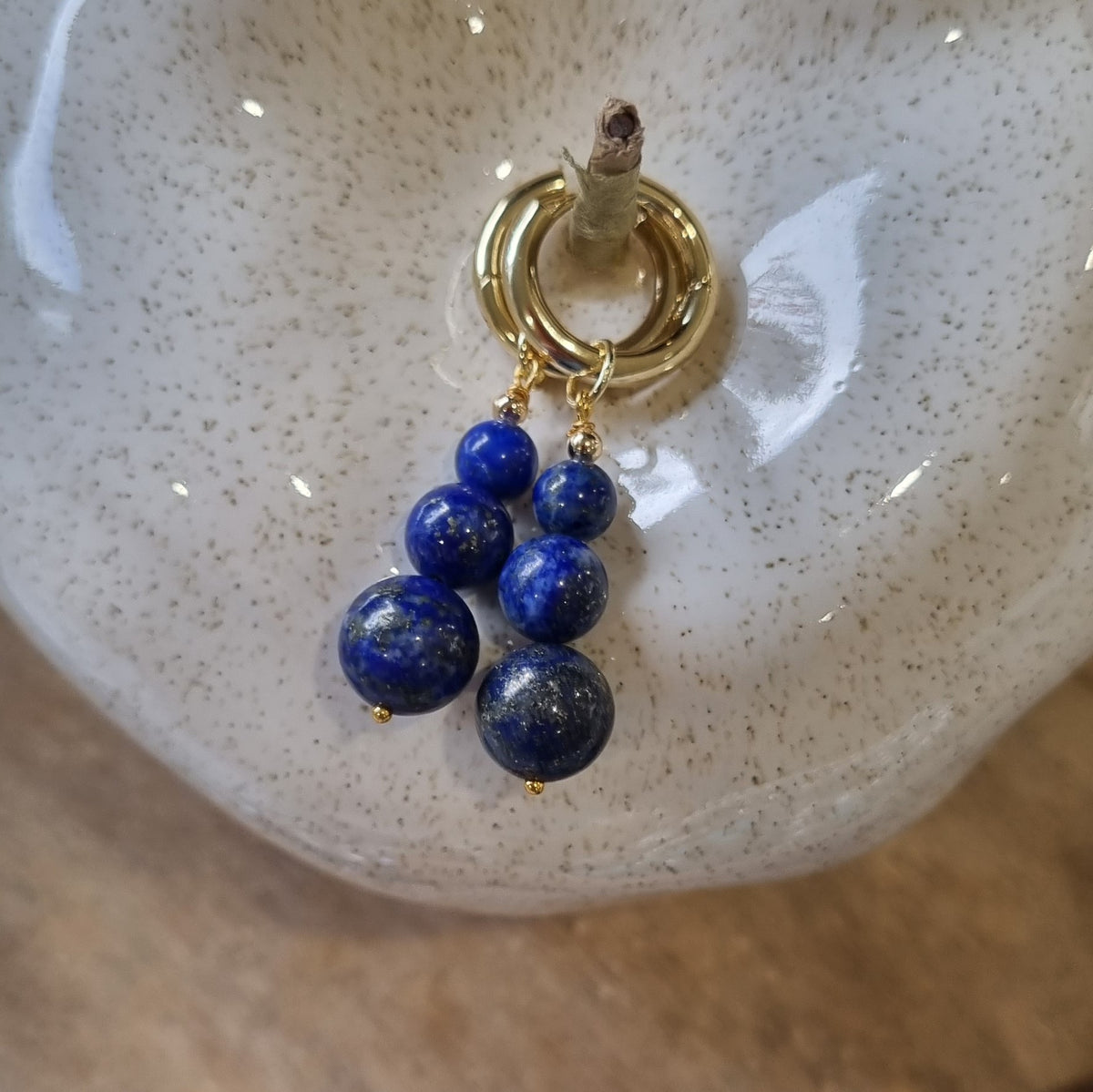 Blayr Lapis Lazuli Three stone Hoop Earrings