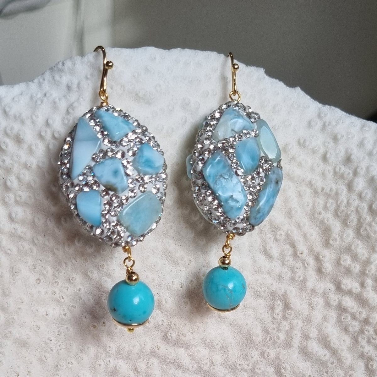 Ela Larimar and Turquoise Earrings