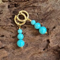 Blayr Turquoise three stone Hoop Earrings