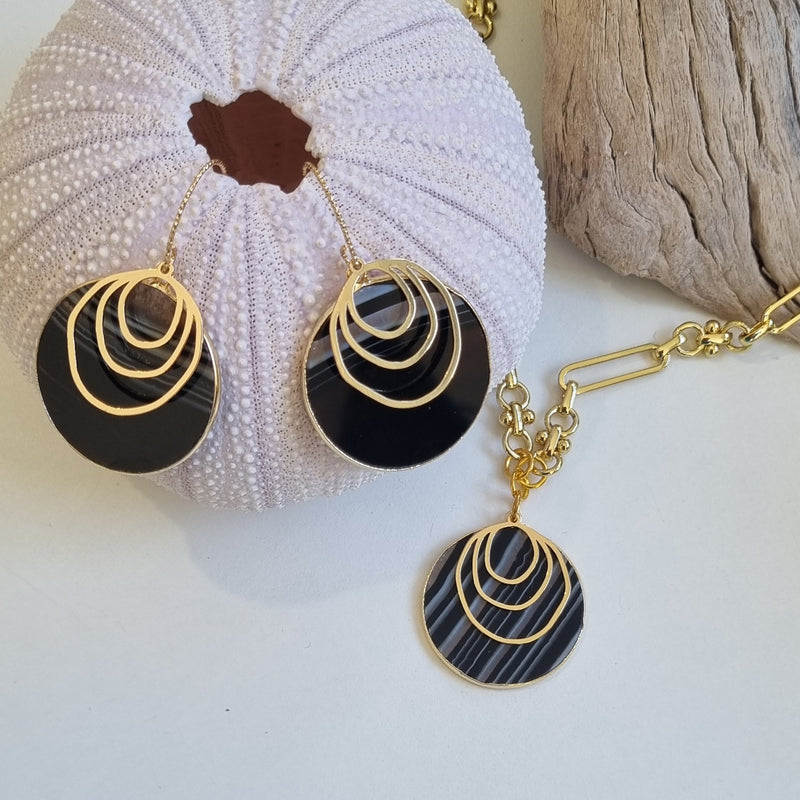 Aurora Banded Agate pendant Earrings