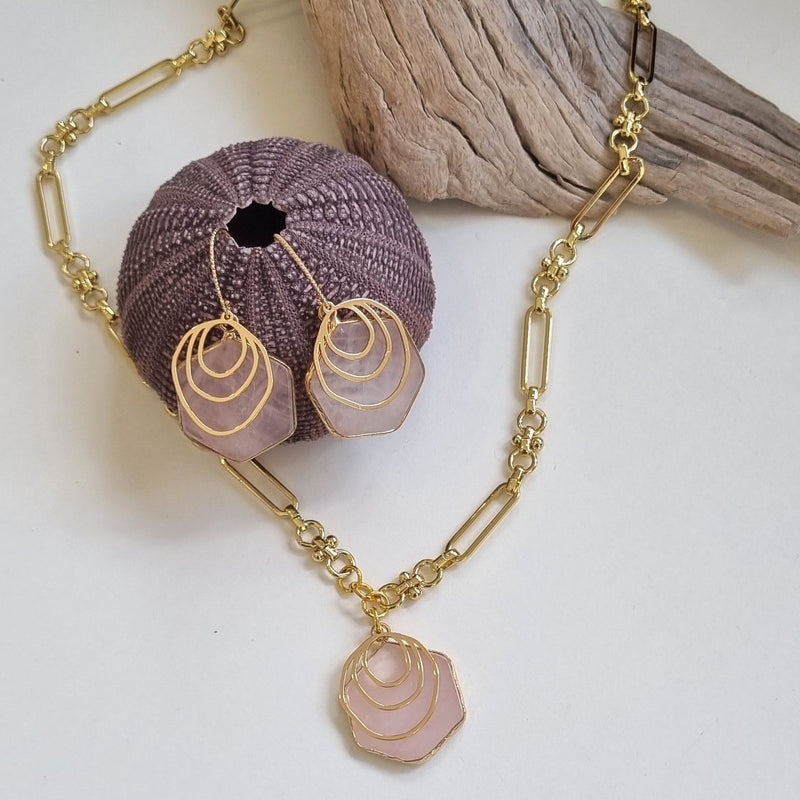 Aurora Rose Quartz pendant Necklace