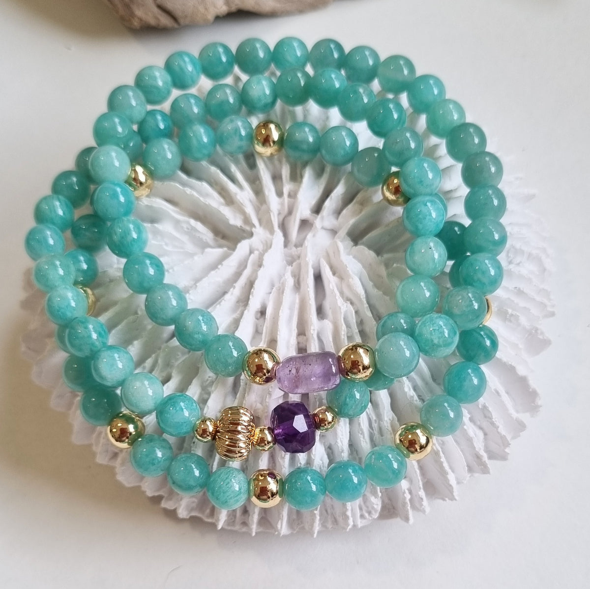 Nina Amazonite & Amethyst Bracelets