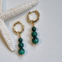 Blayr Malachite Three stone Hoop Earrings