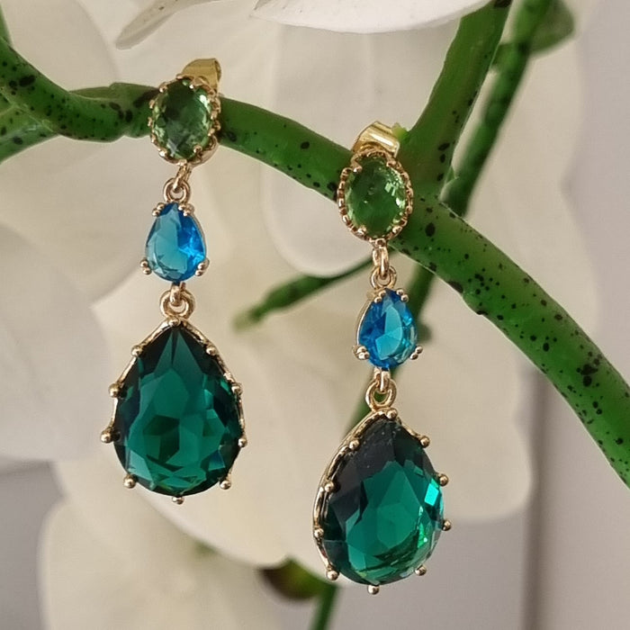 Primavera Crystal Earrings Emerald