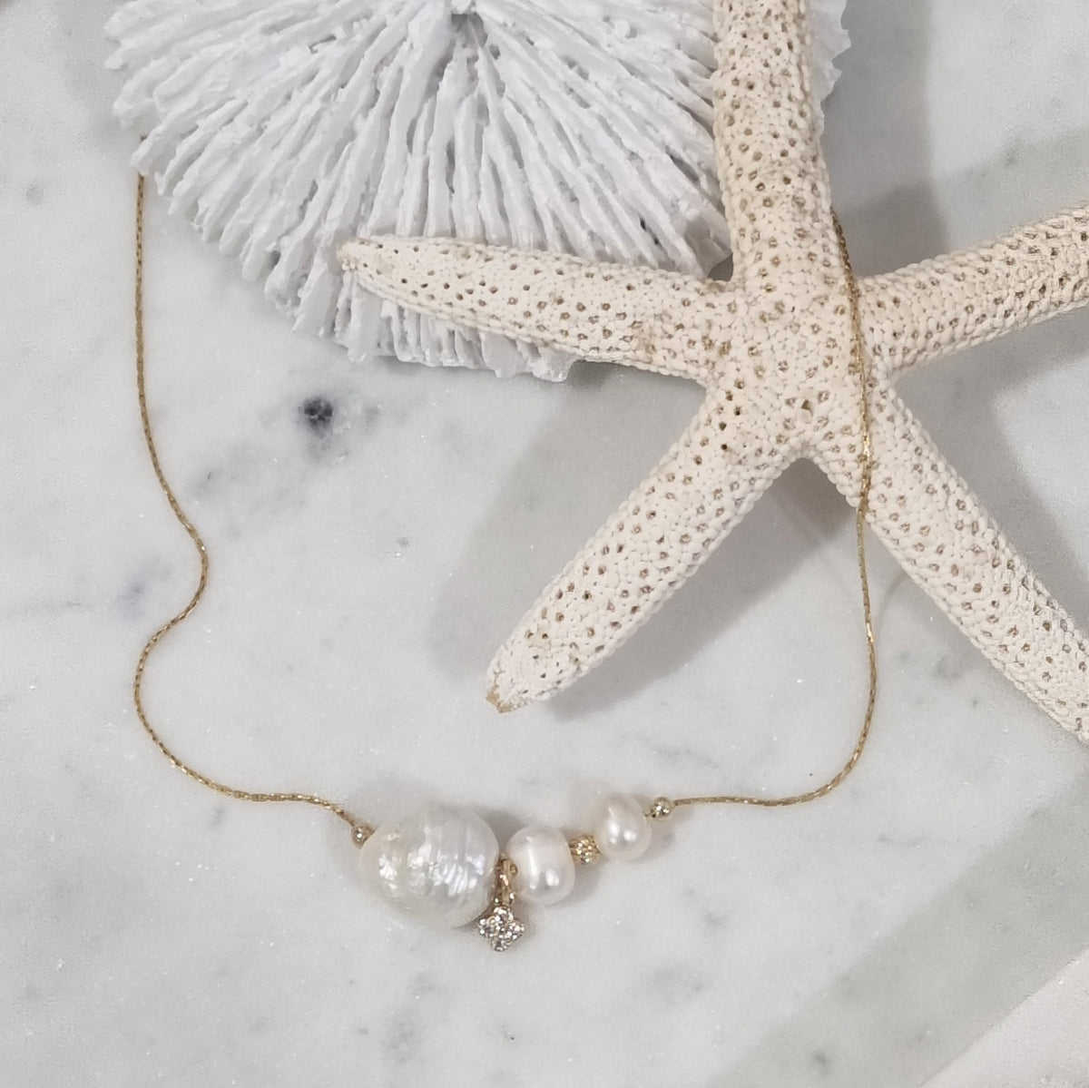 Dariah Pearl Gold filled slider necklace