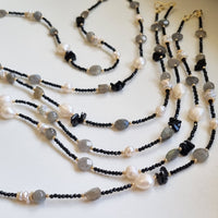 Pizzazz long Necklace Spinel, Pearl & Labradorite