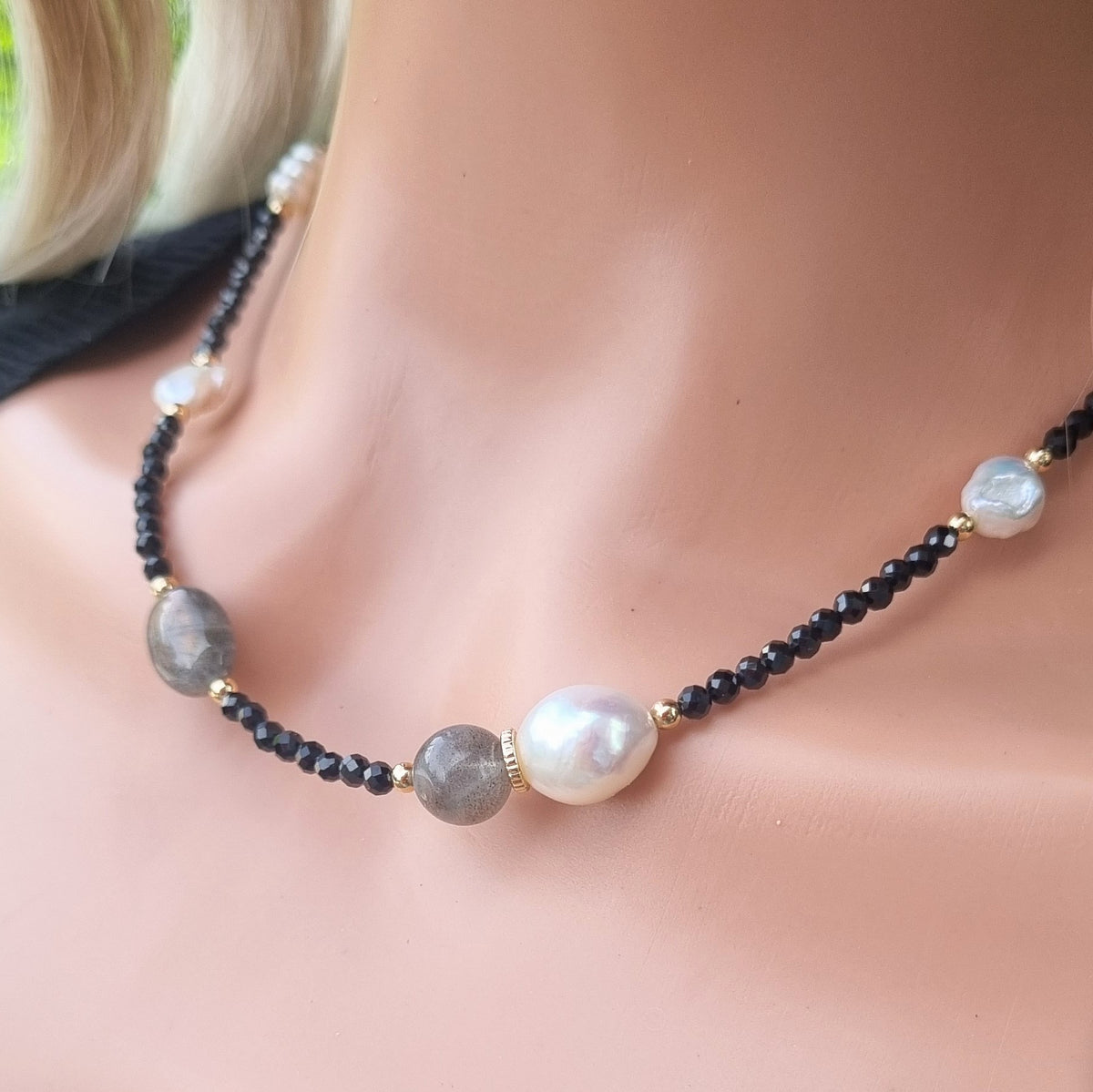 Pizzazz Spinel, Pearl & Labradorite Necklace