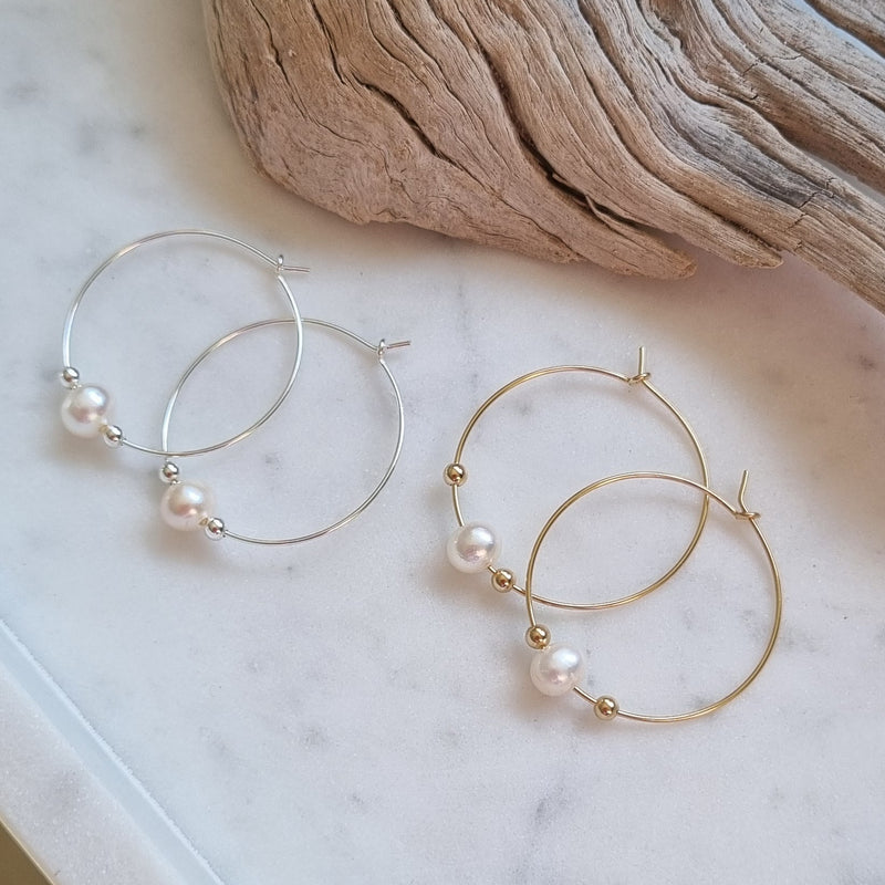 Wila Wire Pearl Hoop Earrings