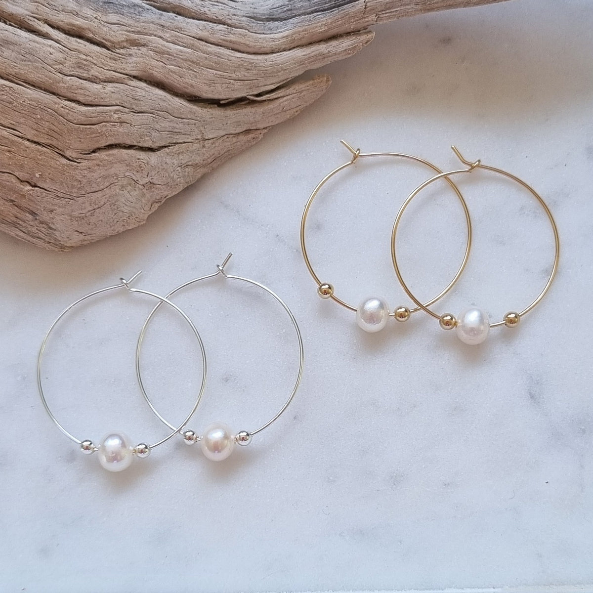 Wila Wire Pearl Hoop Earrings