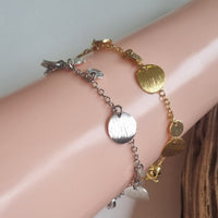 Tiny Brushed Disc Charm Bracelet