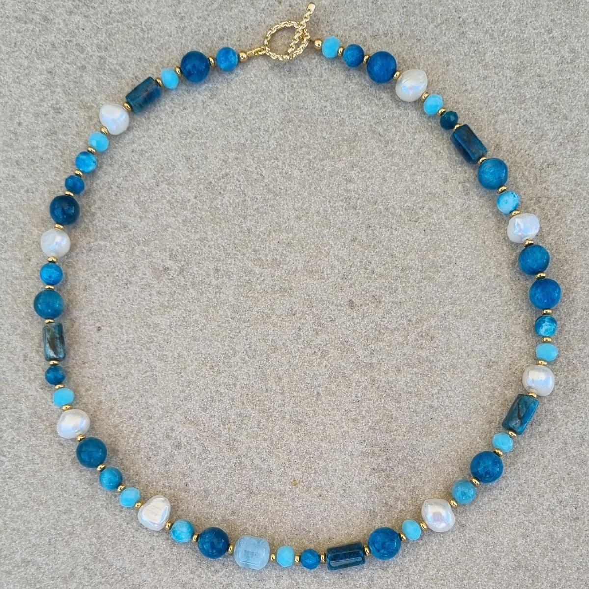 Lulani Apatite, Pearl and Aquamarine Necklace