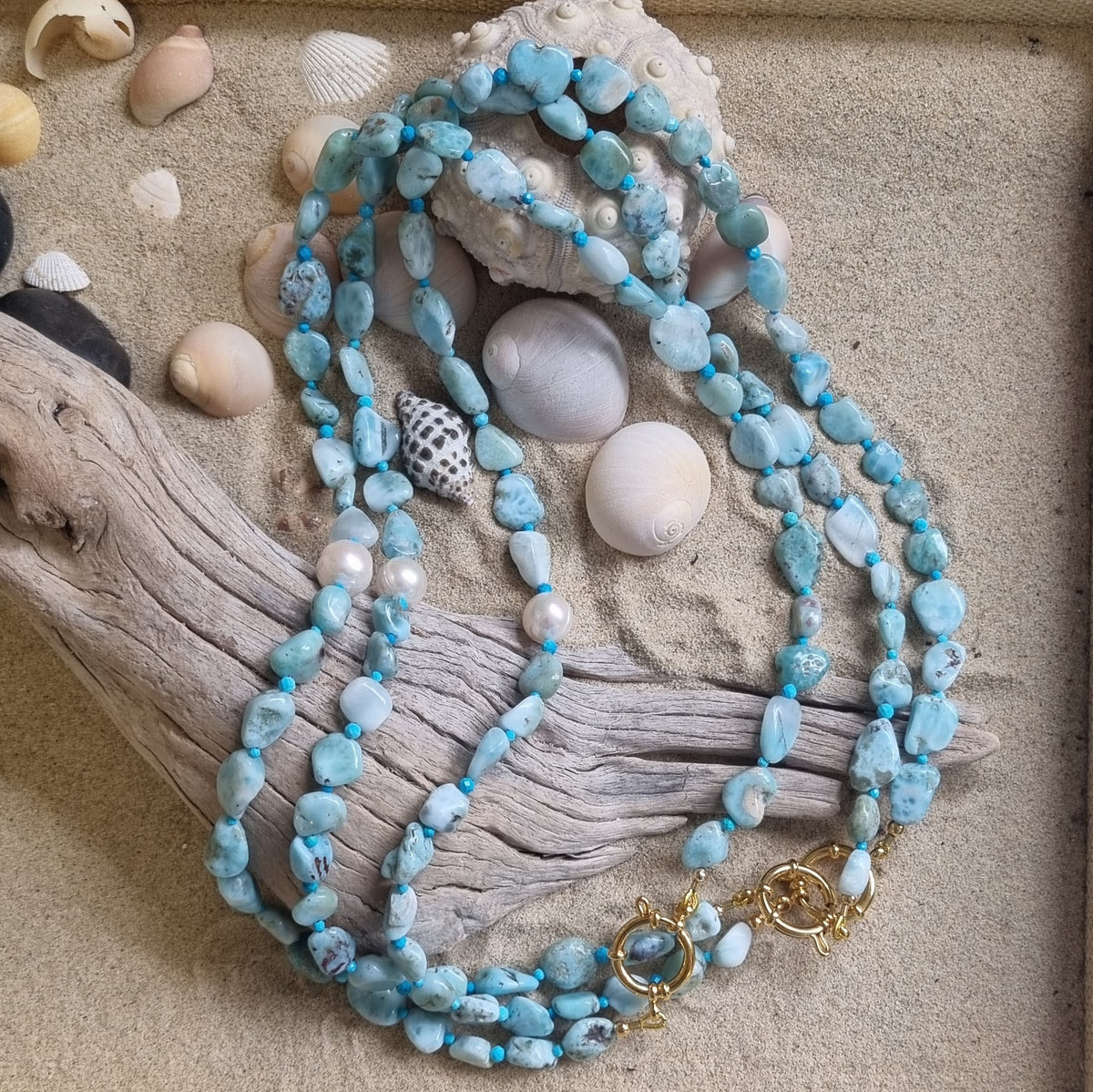 Costiera Larimar, Turquoise and Pearl Necklace