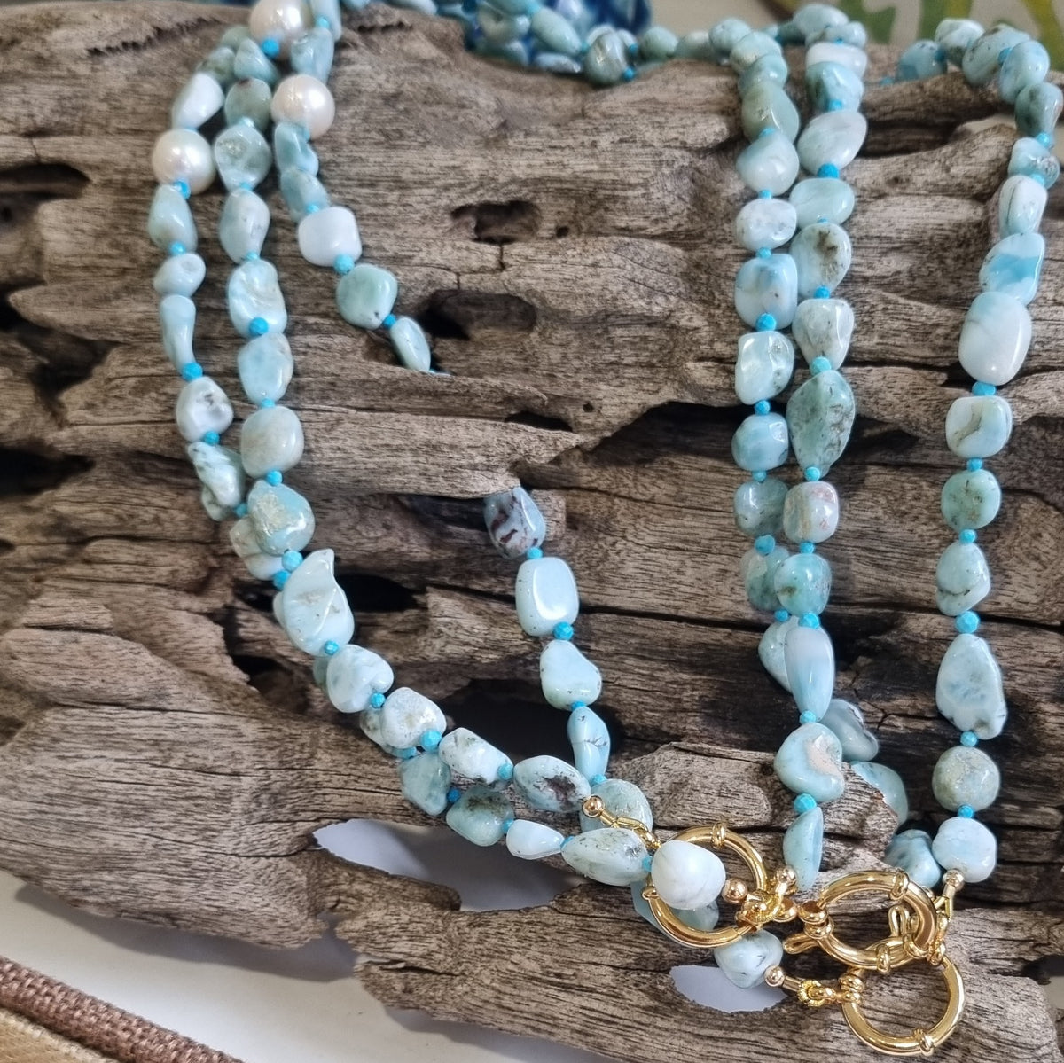 Costiera Larimar, Turquoise and Pearl Necklace