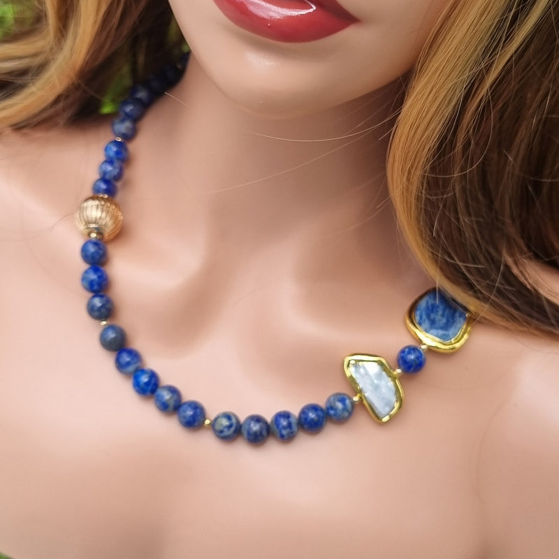 Sadie Freshwater Pearl, Lapis Lazuli Necklace