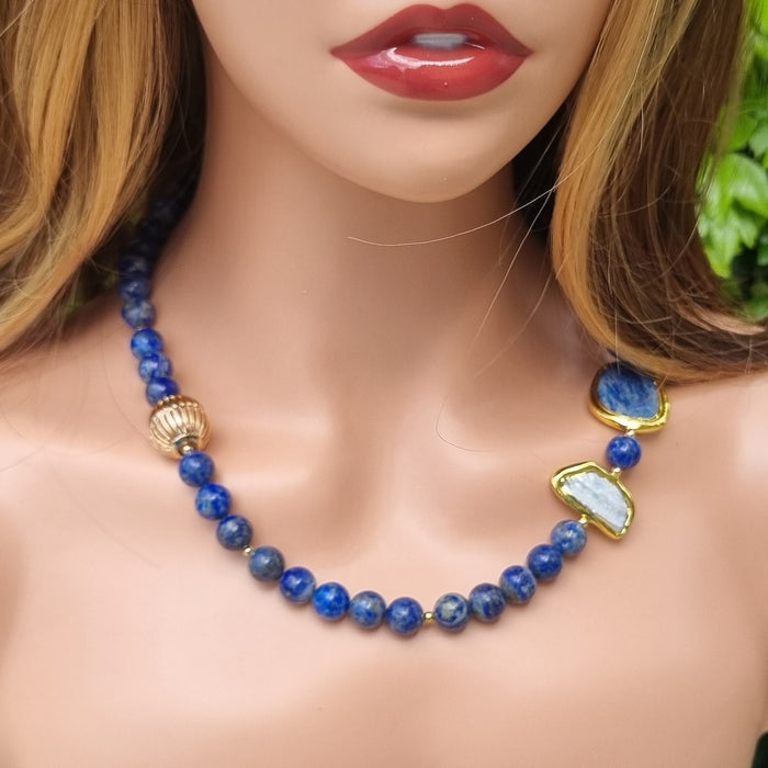 Sadie Freshwater Pearl, Lapis Lazuli Necklace