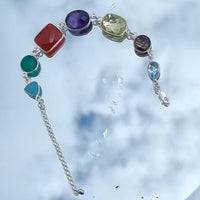 Monty Green Onyx, Carnelian, Amethyst, Lemon Quartz, Smokey Quartz and Blue Topaz Sterling Silver bracelet