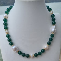 Joyla Green Onyx and Pearl Necklace