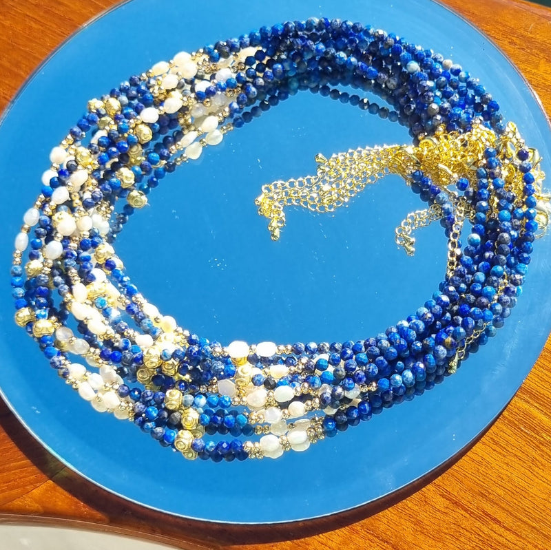 Tusei Lapis Lazuli and Pearl Necklace