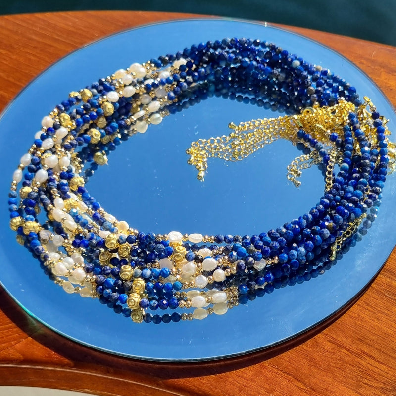 Tusei Lapis Lazuli and Pearl Necklace