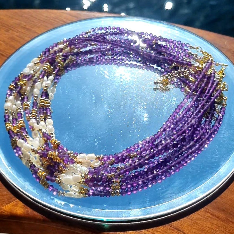 Tusei Amethyst and Pearl Necklace