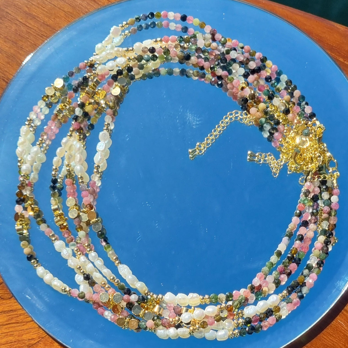 Tusei Tourmaline and Pearl Necklace