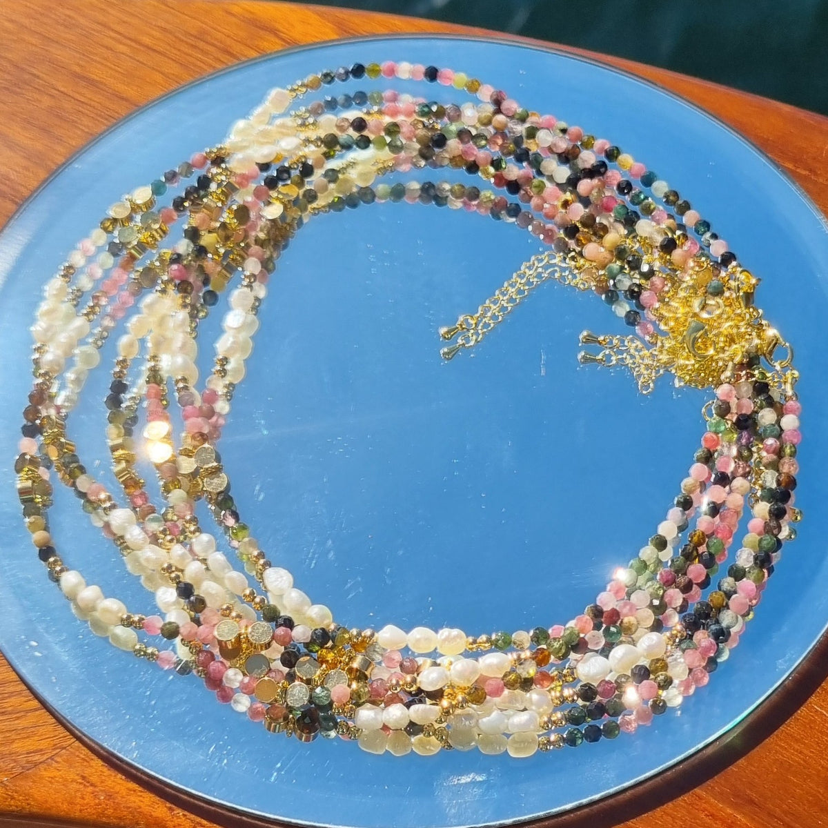 Tusei Tourmaline and Pearl Necklace