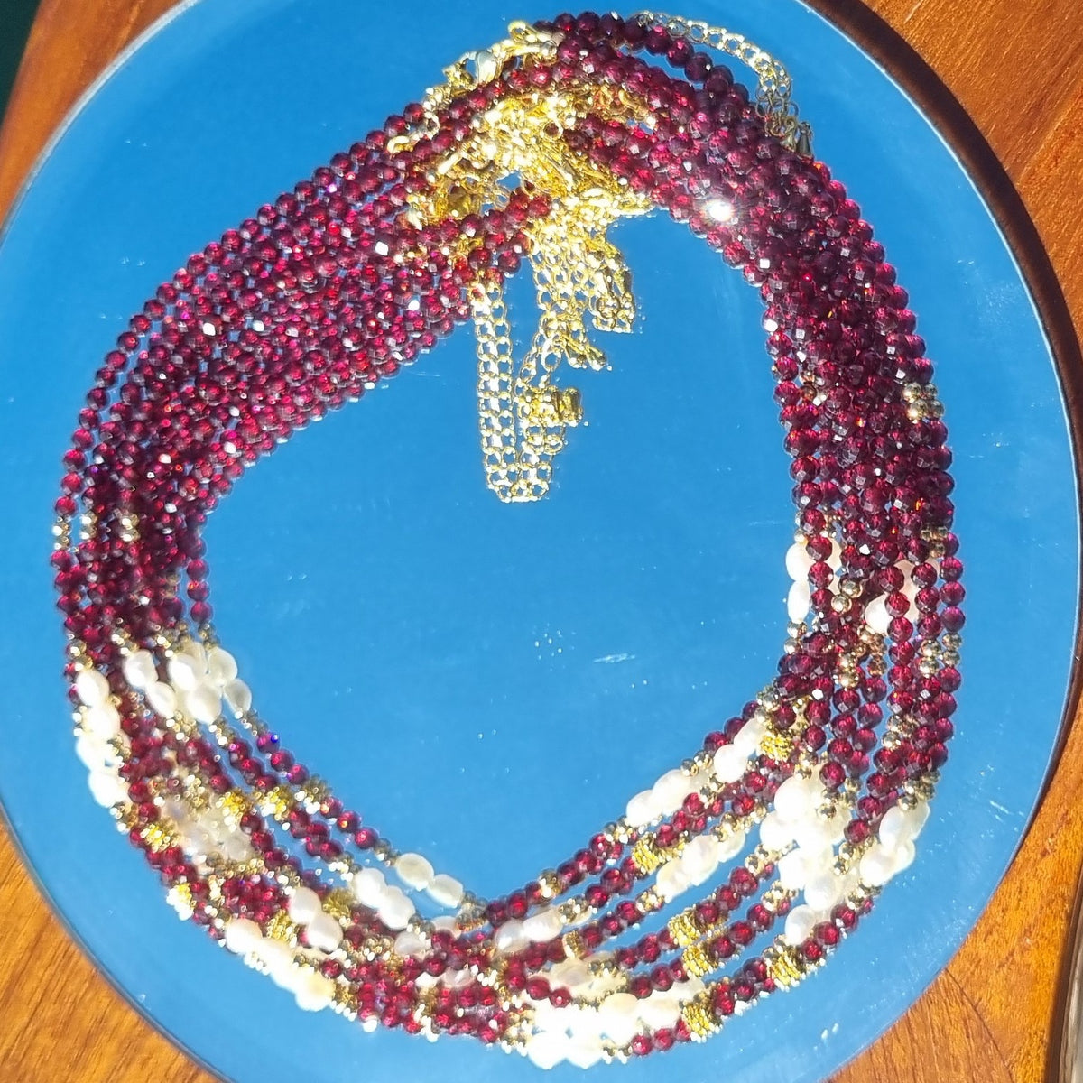 Tusei Garnet and Pearl Necklace