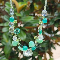 Gemmy Apatite, Green Onyx, Green Amethyst, Topaz, Prehnite and Chrysophase Sterling Silver Necklace