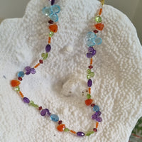 Gemmy Colourful Amethyst, Peridot, Blue Topaz, Garnet and Carnelian necklace