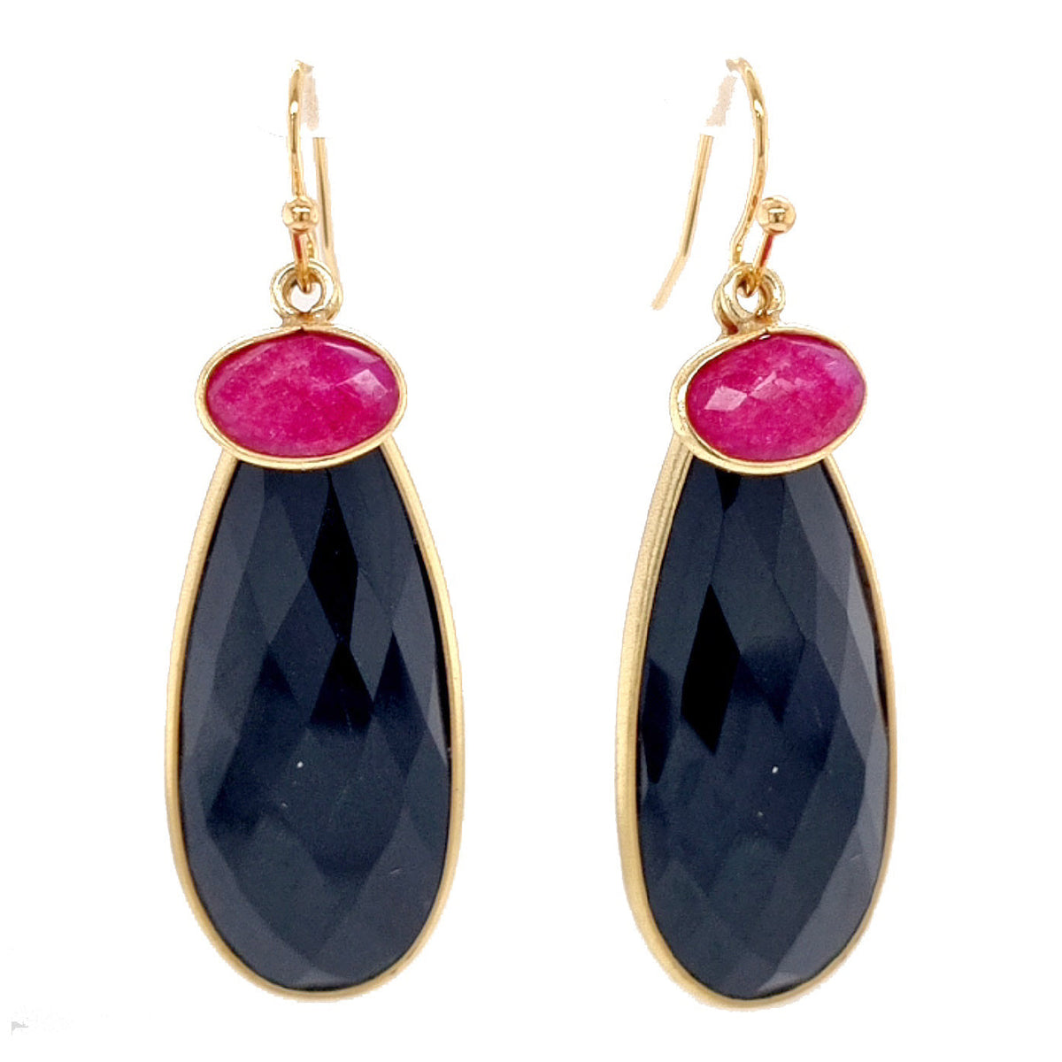 Kate Onyx & Ruby Double Pendant Earrings