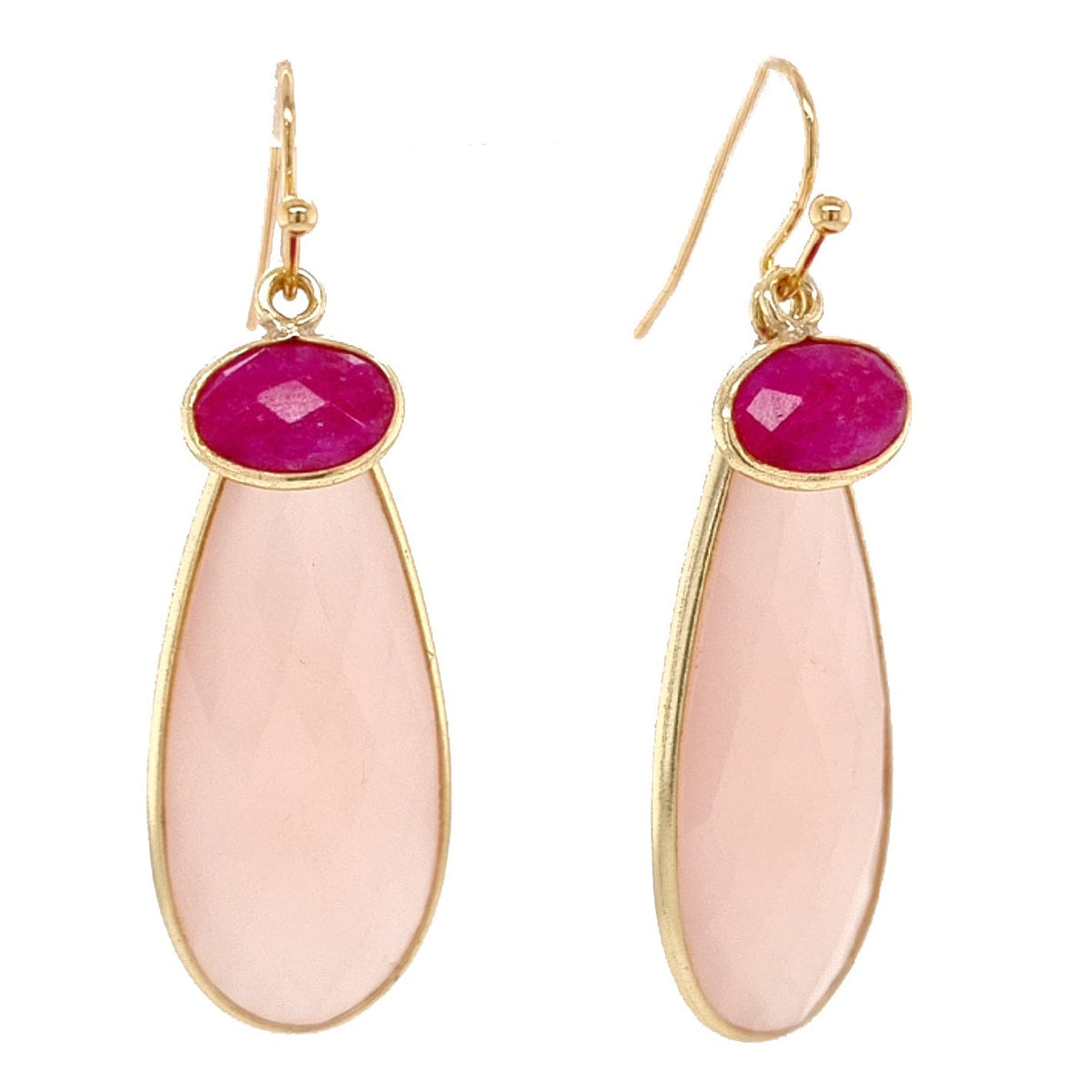 Kate Chalcedony & Ruby Double Pendant Earrings