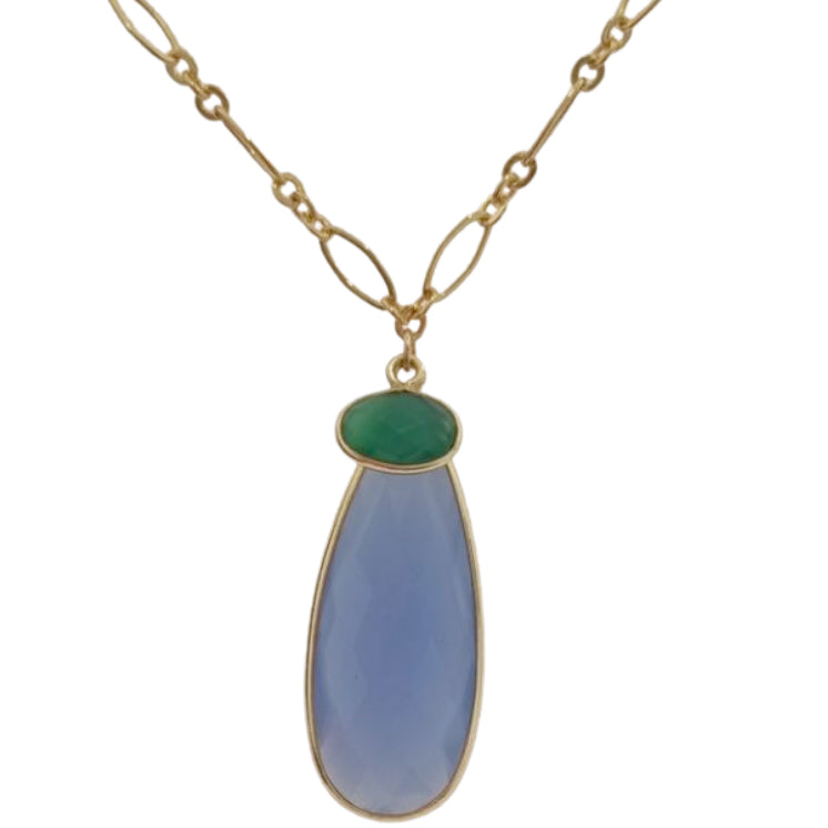 Kate Chalcedony & Green Onyx Double Pendant Necklace